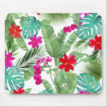 Chic Tropical Print Watercolor Mouse Pad<br><div class="desc">A vibrant watercolor illustration of tropical leaves and flowers fills the background of this decorative mouse pad. Like a vacation for your desk,  this mouse pad is sure to bring a dose of fun to your office. Original illustration and design © 1201AM | www.1201am.com</div>