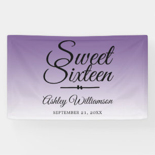 Chic Tropical Purple Ombre Sweet 16 16th Birthday Banner