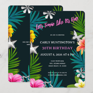 Chic Tropical Vibes 30th Birthday Celebration Invitation