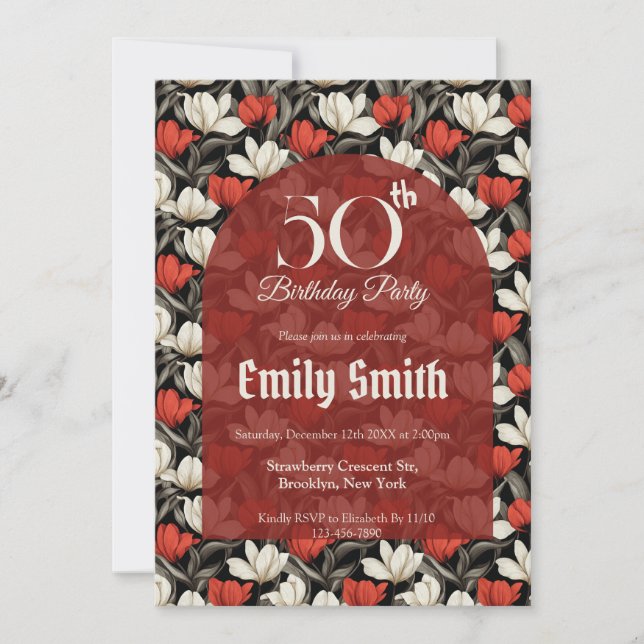 Chic Tulip Accent 15Th Birthday Party Invitation (Front)