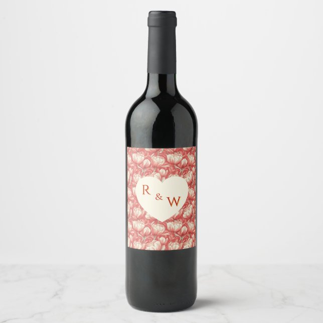 Chic Tulip Aesthetic City Wedding Wine Label (Front)