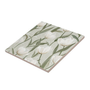 Chic Tulip Ceramic Tiles For Rustic Kitchen