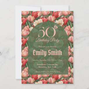 Chic Tulip Charm Surprise Birthday Party Invitation