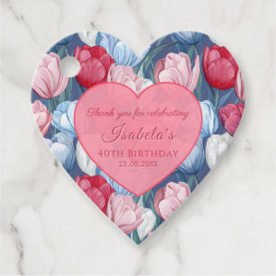 Chic Tulip Floral Spring Birthday Favour Tags