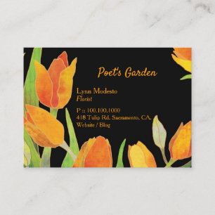 Chic Tulips Orange & Black Business Cards