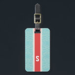 Chic turquoise abstract geometric pattern monogram luggage tag<br><div class="desc">Chic bold modern elegant stylish decorative turquoise blue geometric abstract pattern design, the cute contemporary modern abstract geometric pattern in turquoise blue and red stripe give this bold clean design a contemporary and classic look. Cool unique gifts for her. Custom the personalised monogram with your own initials or name, you...</div>