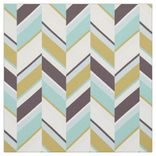 Chic turquoise gold brown geometric zigzag pattern fabric