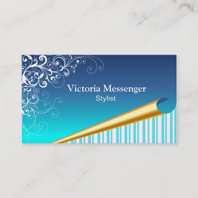 Chic Turquoise Optical Illusion Business Card (Front)