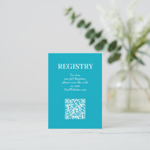 Chic Turquoise Wedding Registry QR Code Enclosure Card