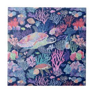 Chic turtle corals tile