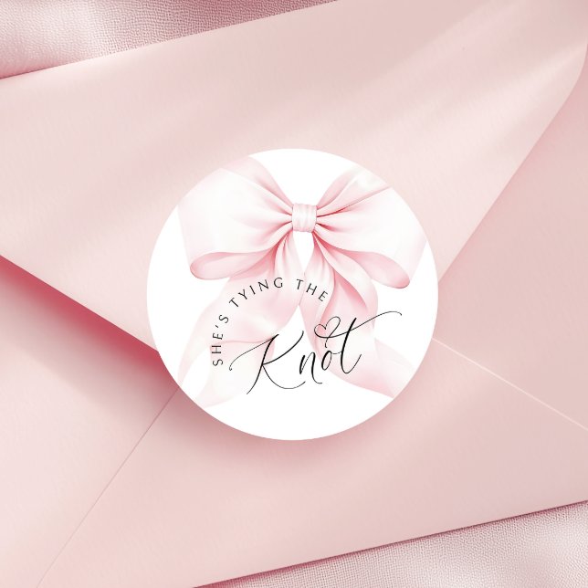 Chic Tying the Knot Bridal Shower Invitation Classic Round Sticker (Creator Uploaded)