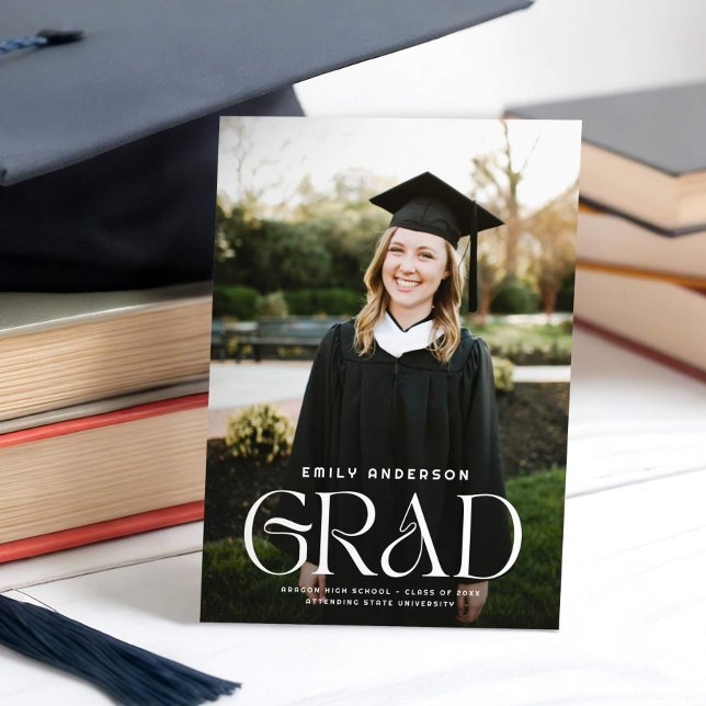 Chic Type Grad Photo Graduation Announcement (Creator Uploaded)