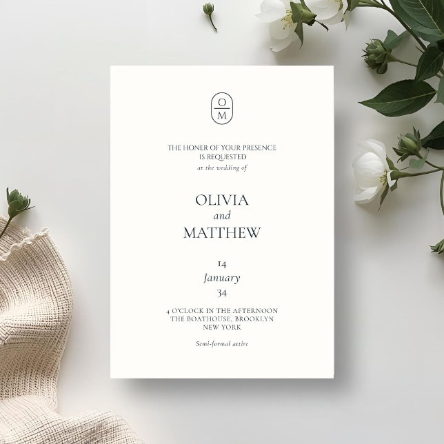 Chic Typograhy Monogram Wedding Invitation (Creator Uploaded)