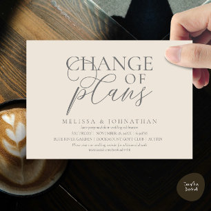 Chic Typographic Wedding Postpone Change of plans Invitation