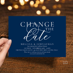 Chic Typographic Wedding Postpone Change the date Invitation