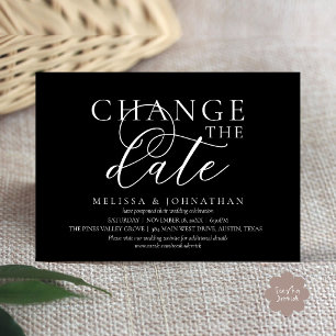 Chic Typographic Wedding Postpone Change the date Invitation