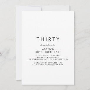 Chic Typography 30th Birthday Party Invitation
