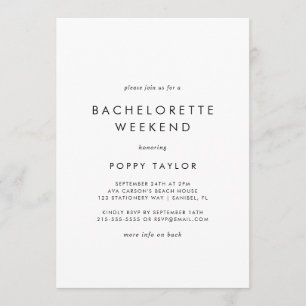 Chic Typography Bachelorette Weekend Invitation