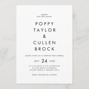 Chic Typography Bold Names Wedding Invitation