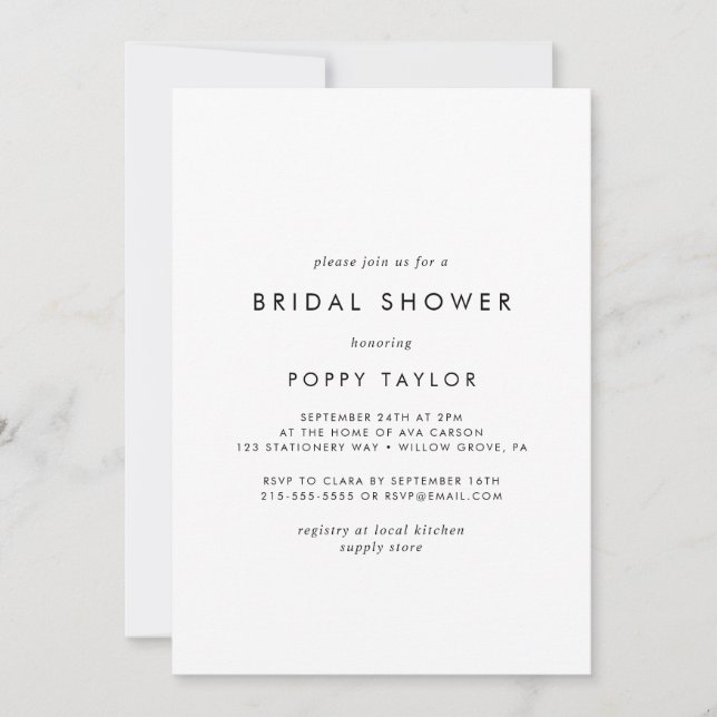 Chic Typography Bridal Shower Invitation (Front)