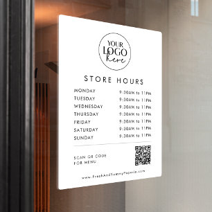 Chic Typography Business Logo QR Code Store Hours