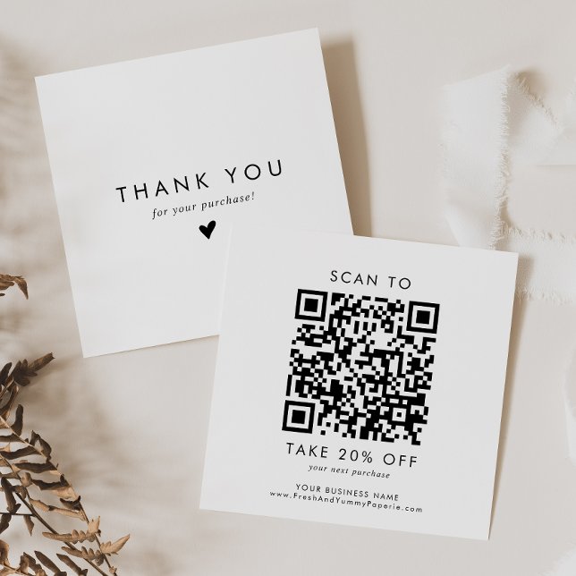 Chic Typography Business QR Code Thank You Discount Card (Creator Uploaded)