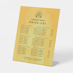Chic Typography Business Services Price List Pedestal Sign
