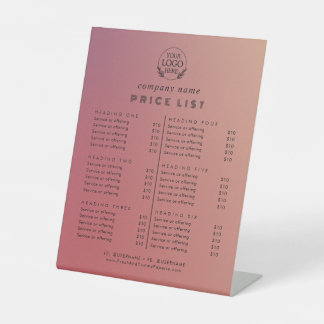 Chic Typography Business Services Price List Pedestal Sign