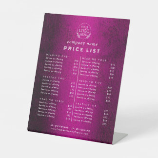 Chic Typography Business Services Price List Pedestal Sign