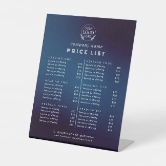 Chic Typography Business Services Price List Pedestal Sign
