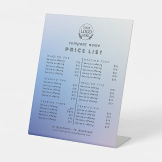 Chic Typography Business Services Price List Pedestal Sign