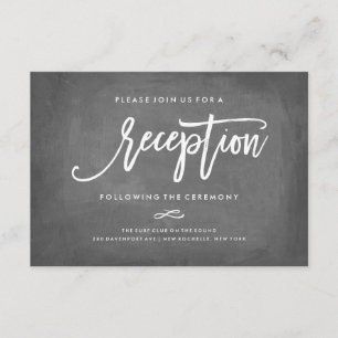 Chic Typography Chalkboard Reception Accommodation Enclosure Card