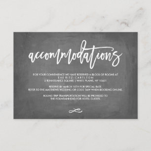 Chic Typography Chalkboard Wedding Accommodations Enclosure Card