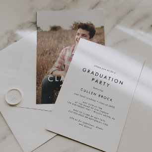 Chic Typography Class of 2024 Photo Graduation Invitation