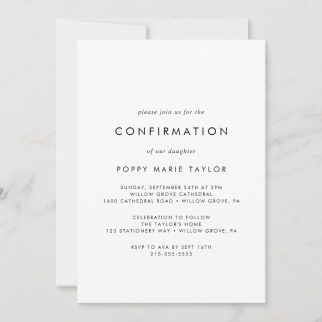Chic Typography Confirmation Invitation (Front)