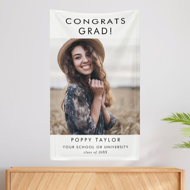 Chic Typography Congrats Grad Photo Graduation Banner (Creator Uploaded)