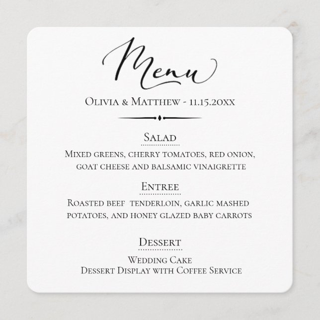 Chic Typography Dusty Blue Wedding Menu (Front)