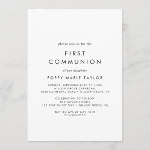 Chic Typography First Communion Invitation