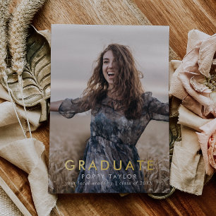 Chic Typography Foil Photo Graduation Announcement