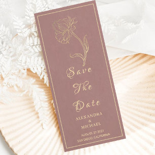 Chic Typography Gold Flower Purple Save The Date
