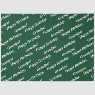 Chic Typography Green Happy Birthday, Grandpa! Tissue Paper