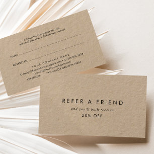 Chic Typography Kraft Paper Refer a Friend Referral Card