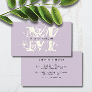 Chic typography lavender monogram name business card