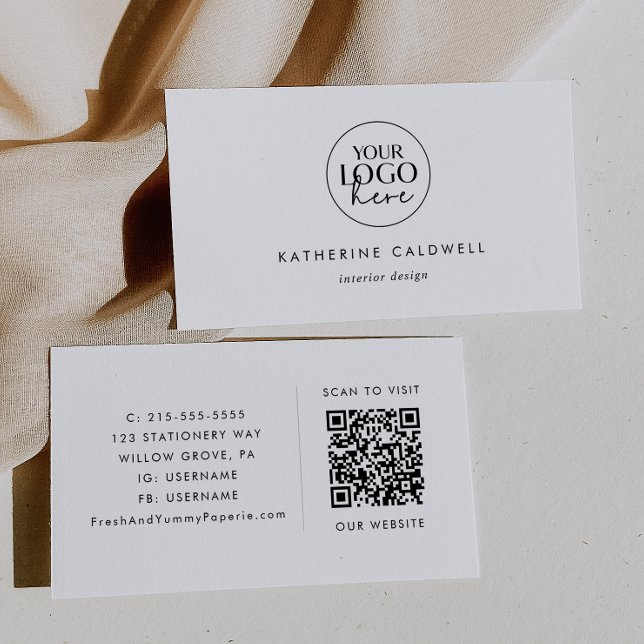 Chic Typography Logo and QR Code Business Card (Creator Uploaded)