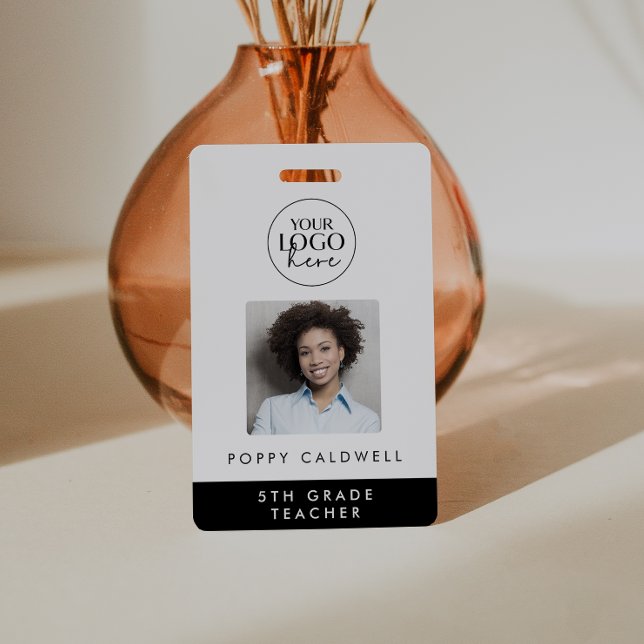 Chic Typography Logo Photo Employee or Teacher ID Badge (Creator Uploaded)
