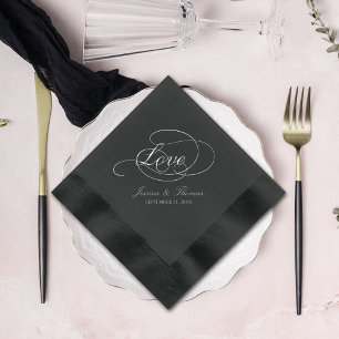 Chic Typography Love Script Wedding Foil Napkins