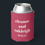 Chic Typography Magenta Red Ivory Custom Wedding<br><div class="desc">Bold Chic Typography Magenta Red Ivory Modern Custom Wedding Can Cooler</div>