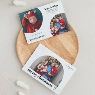 Chic Typography Merry Christmas Arch Photo Holiday Card