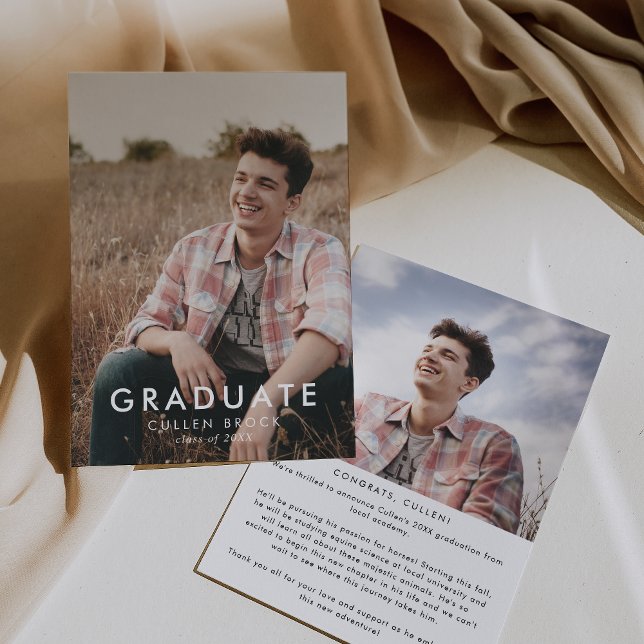 Chic Typography Message and Photo Graduation Announcement (Creator Uploaded)