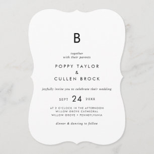 Chic Typography Monogram Wedding Invitation